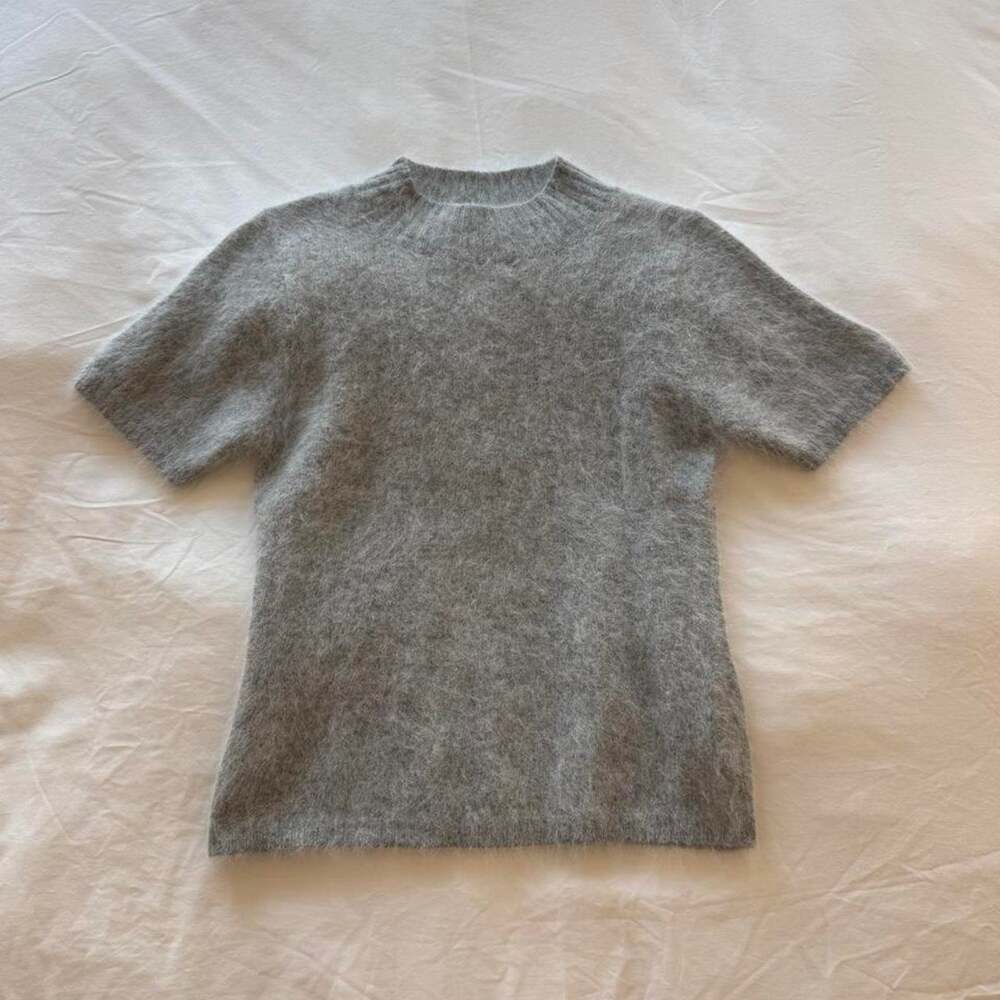 Gray real rabbit fur short
